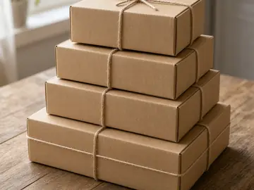 Sample photo: stacked parcels tied with string