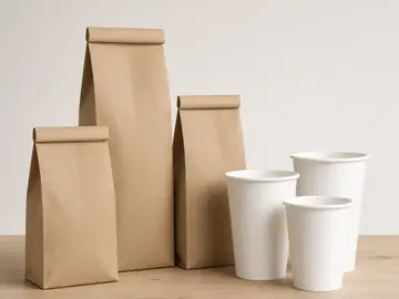 নমুনা ছবি: সাদামাটা ক্রাফট কাগজের ব্যাগ ও কাপ