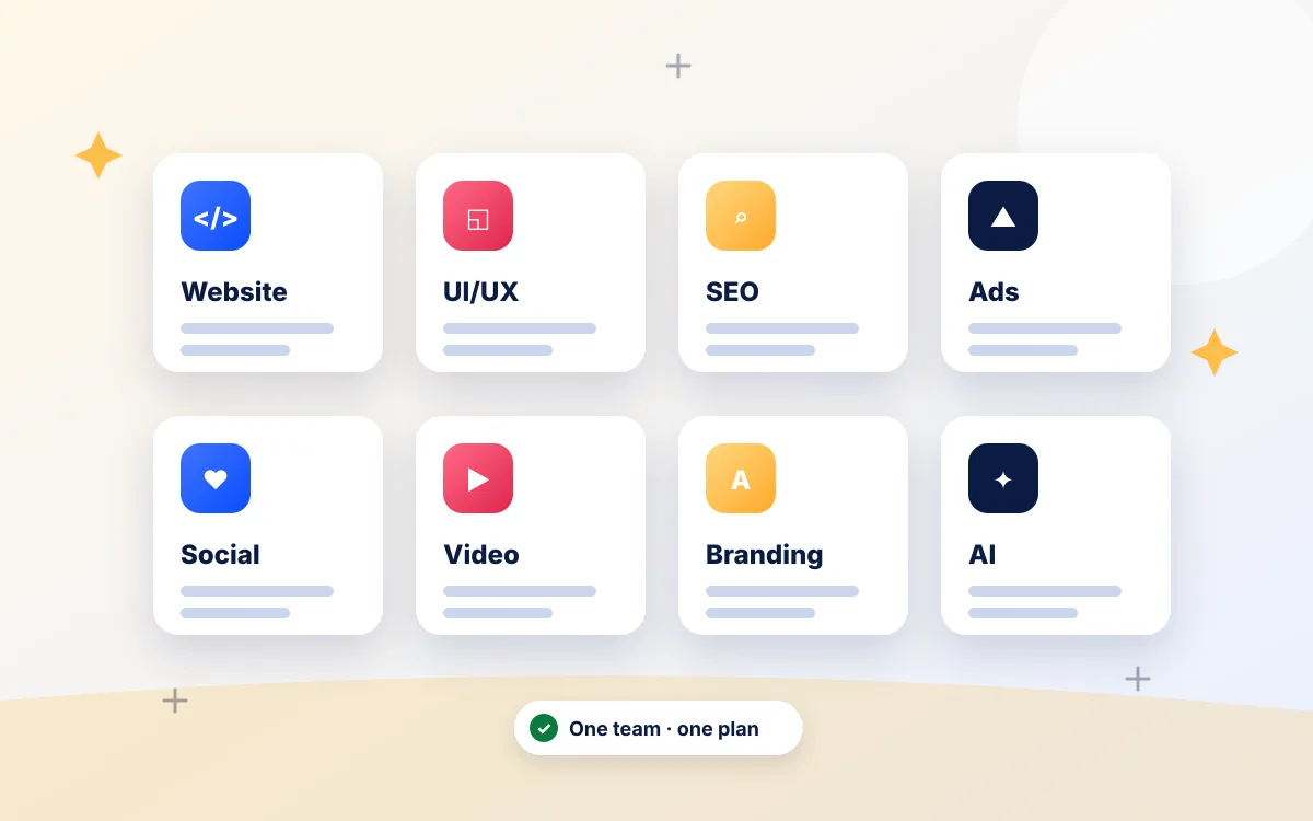 Alin Digital services: website, UI/UX, SEO, ads, social, video, branding and AI