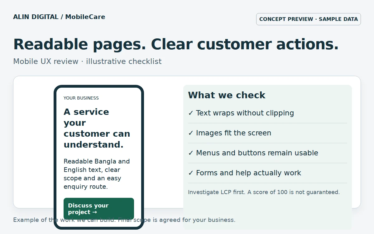 Mobile website fixes for Bangladesh customers: readability, images and useful speed tests